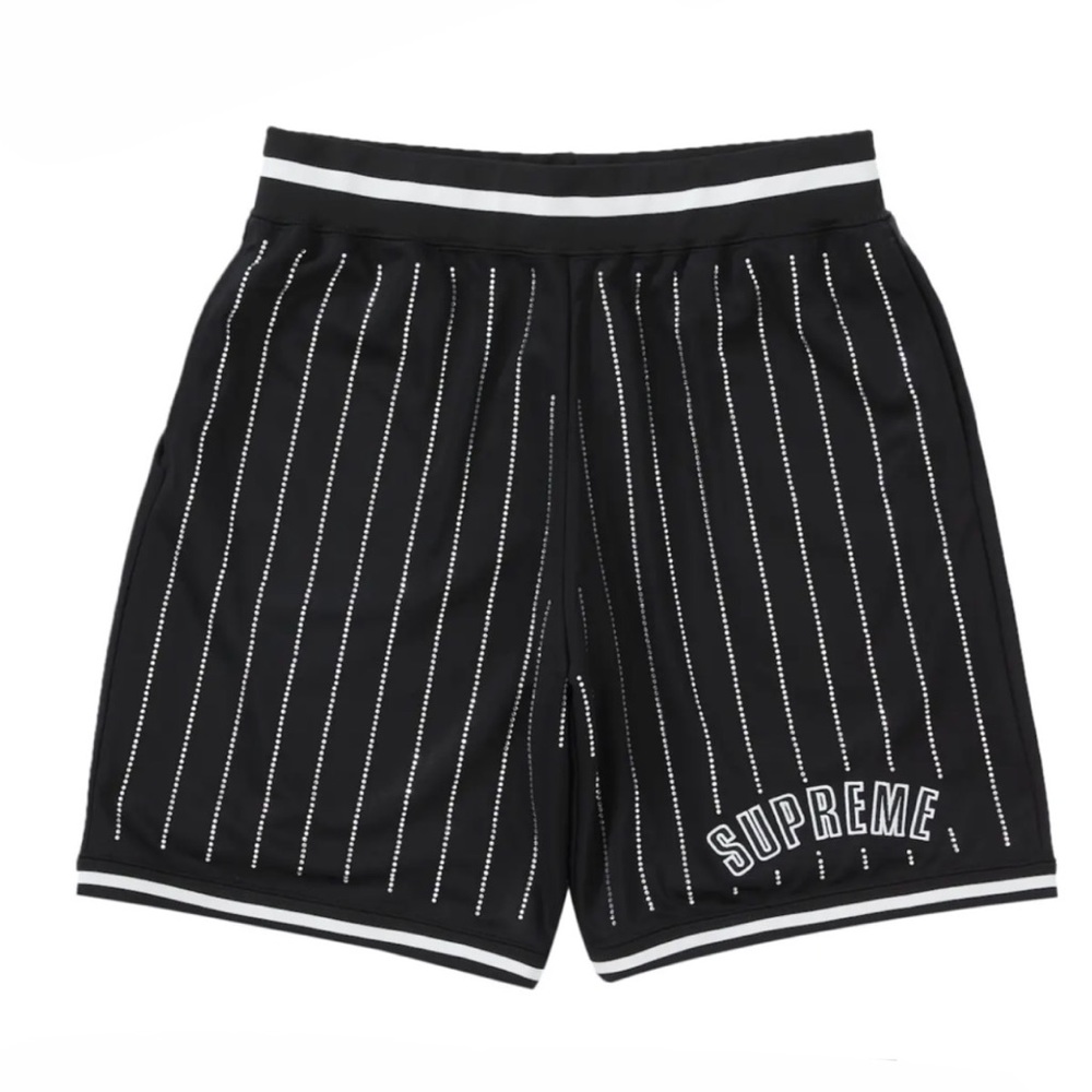 Supreme Rhinestone Striped Basketball Shorts